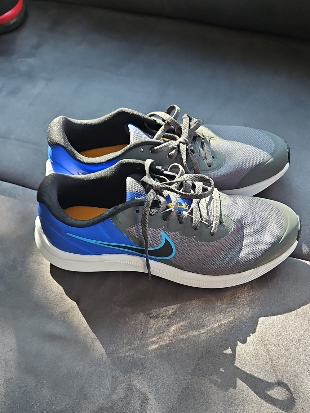 Nike Kid's Gray and Blue Athletic Running Shoes